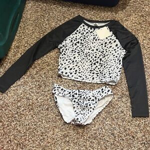 Kids Black and White Swim Bikini Set